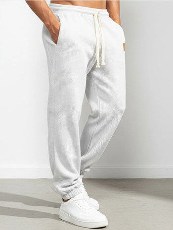 Pantaloni casual pentru bărbați cu croială dreaptă, talie medie, lungime cropped, amestec bumbac-poliester (55% poliester)