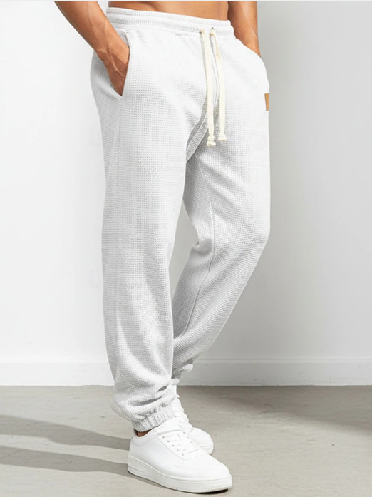 Pantaloni casual pentru bărbați cu croială dreaptă, talie medie, lungime cropped, amestec bumbac-poliester (55% poliester)