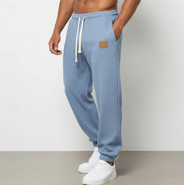 Pantaloni casual pentru bărbați cu croială dreaptă, talie medie, lungime cropped, amestec bumbac-poliester (55% poliester)