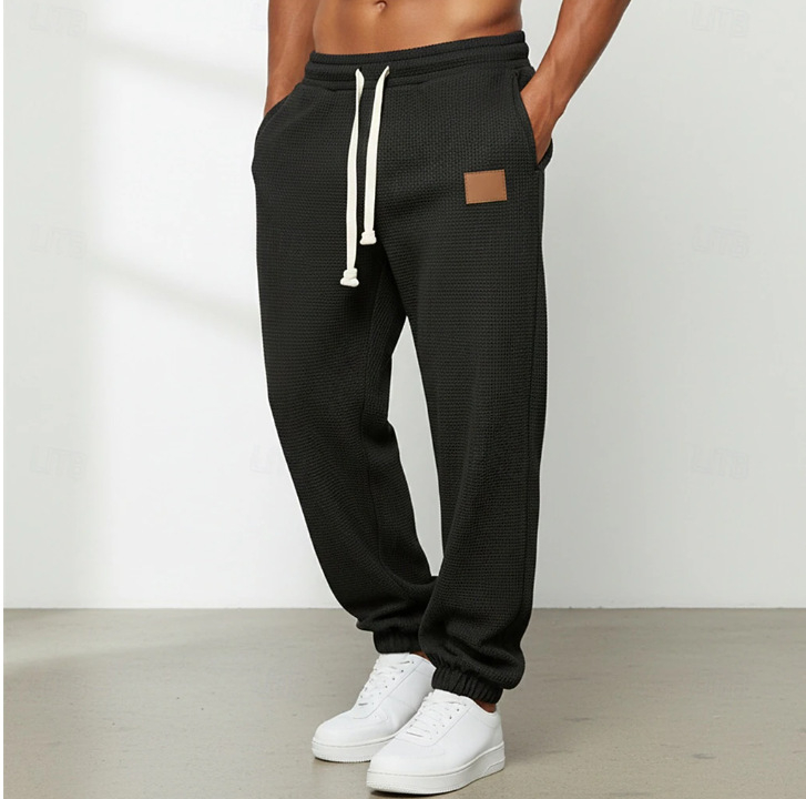 Pantaloni casual pentru bărbați cu croială dreaptă, talie medie, lungime cropped, amestec bumbac-poliester (55% poliester)