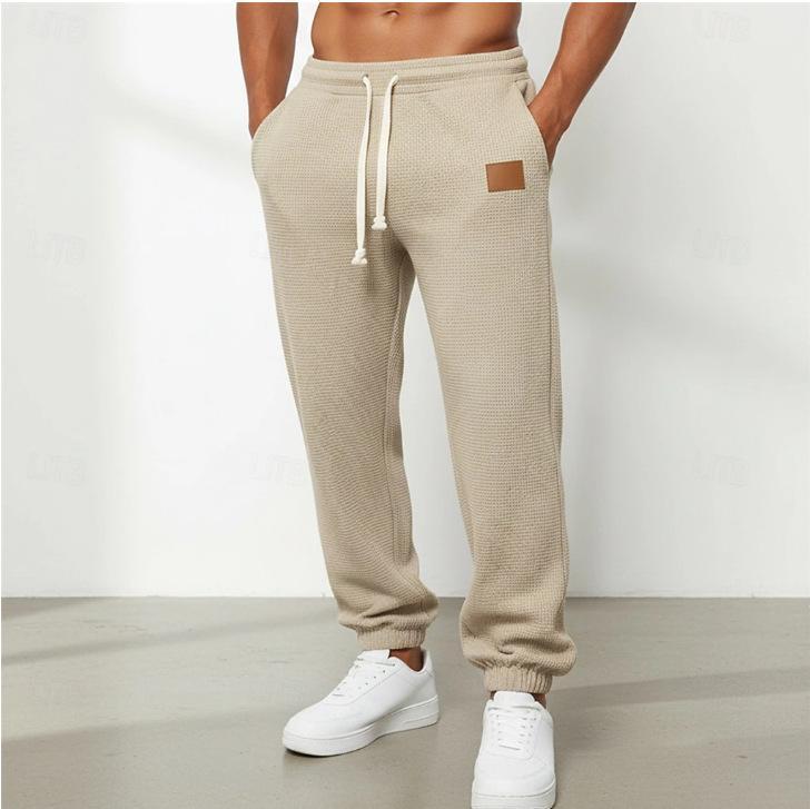 Pantaloni casual pentru bărbați cu croială dreaptă, talie medie, lungime cropped, amestec bumbac-poliester (55% poliester)
