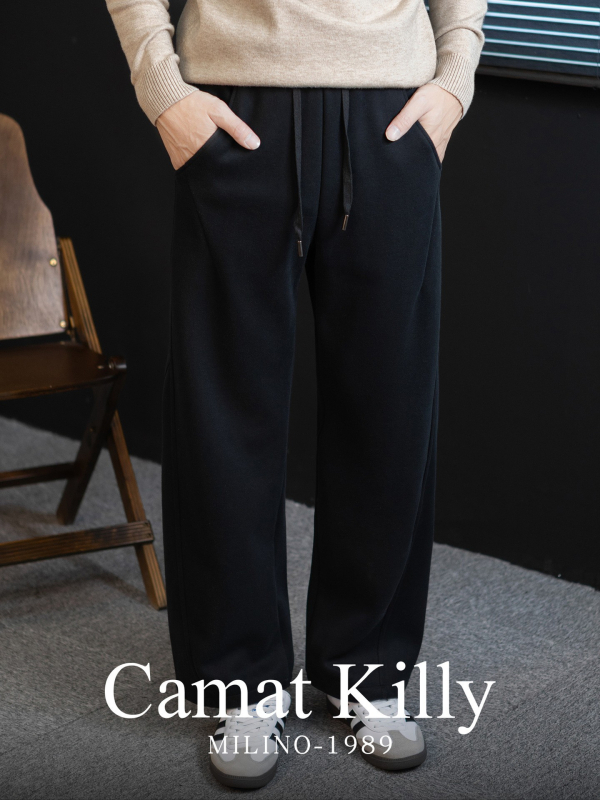 Pantaloni de costum pentru bărbați, croială dreaptă, țesătură groasă de iarnă, rezistenți la cute, cu curea