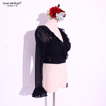 Flamenco felső trombitás ujjakkal, water gauze anyagból, szintetikus rostok keveréke spandexszel 30% alatt, belly dance-hez