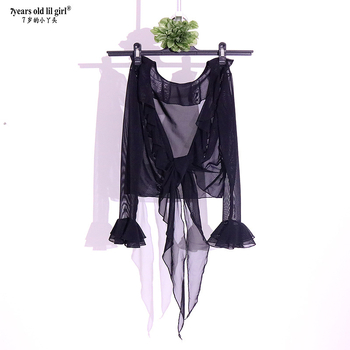 Flamenco felső trombitás ujjakkal, water gauze anyagból, szintetikus rostok keveréke spandexszel 30% alatt, belly dance-hez