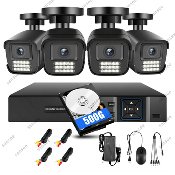 AHD CCTV kamera készlet megfigyeléshez, 4csatornás/8csatornás rendszer — Modell SD-8204-AHD-S24, IR fénykamera, felbontás 200W, minimális megvilágítás 0.001 lux, IR távolság 10 m