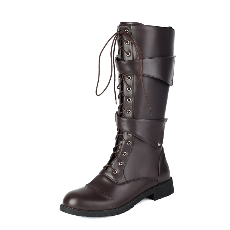 Férfi Martin csizma, PU bőr felsőrész, magas szár, kerek orr, középmagas sarok 3–5 cm, gumi talp