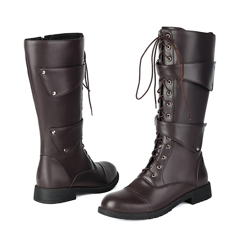 Férfi Martin csizma, PU bőr felsőrész, magas szár, kerek orr, középmagas sarok 3–5 cm, gumi talp