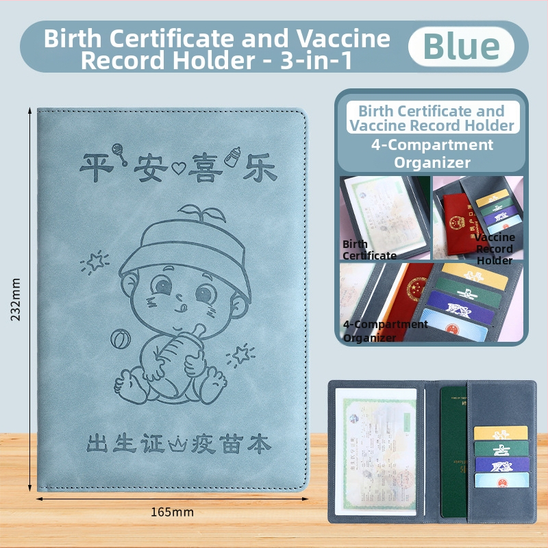 Monlik kožený troj-in-1 ochranný obal pre dieťa: rodný list a očkovací preukaz, model Peace and Joy, hrúbka 1,0 cm
