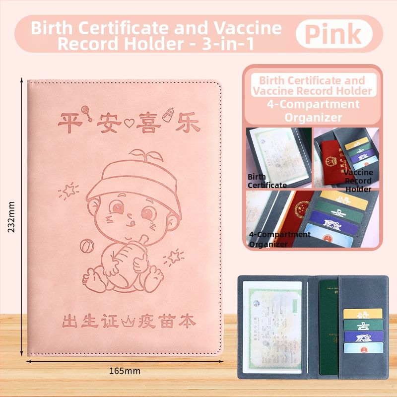 Monlik kožený troj-in-1 ochranný obal pre dieťa: rodný list a očkovací preukaz, model Peace and Joy, hrúbka 1,0 cm