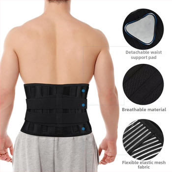 Deréköv acéllemezzel – kettős nyomású hátsó támasz, rugalmas deréköv, poliészter-SBR anyag, felnőtteknek, alkalmas futásra és edzésre