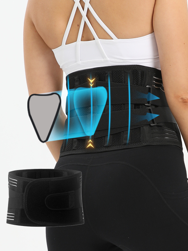 Deréköv acéllemezzel – kettős nyomású hátsó támasz, rugalmas deréköv, poliészter-SBR anyag, felnőtteknek, alkalmas futásra és edzésre