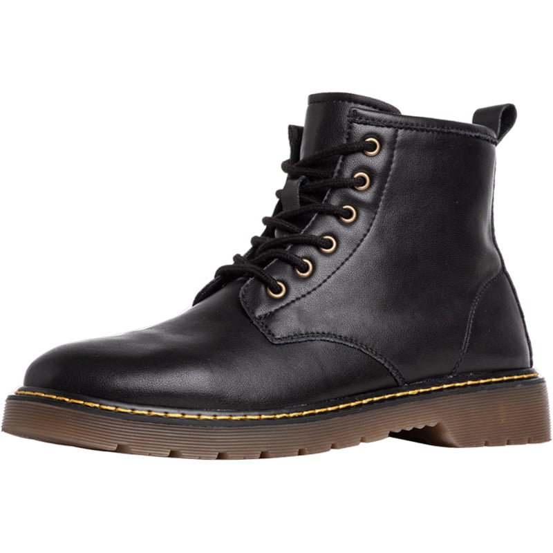 Mr.A Bocanci din Piele, Înălțime Medie, Căldură de Iarnă, Partea superioară din două straturi de piele de vițel, Talpă PVC, Șiret în Față