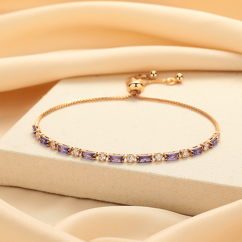 Női geometriai karkötő sárgarézből, moissanit-immitációval és cirkóniával, fémbevonattal