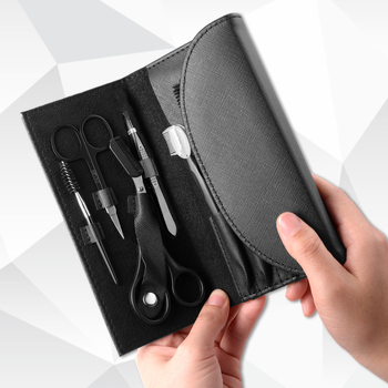 Szemöldök-gondozó készlet, 8 részes, összecsukható, kezdőknek: szemöldökvágó kés, szemöldökolló, csipesz