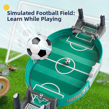 Kétszemélyes asztali futball játék gyerekeknek, műanyagból, oktatási jellegű, 4-6 éveseknek, színes dobozban