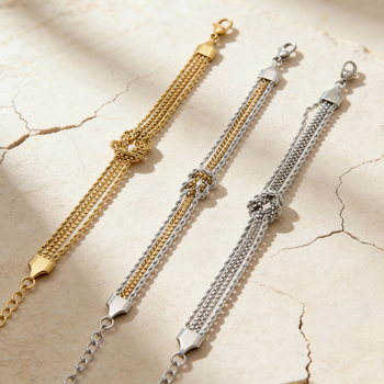 Rozsdamentes acélból készült csomós lánc karkötő elektroplatált felülettel, geometriai dizájn, női ékszer