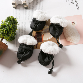 Încălțăminte pentru animale de companie cu căptușeală fleece pentru iarnă, set de patru perechi, poliester, impermeabile, antiderapante, mențin căldura