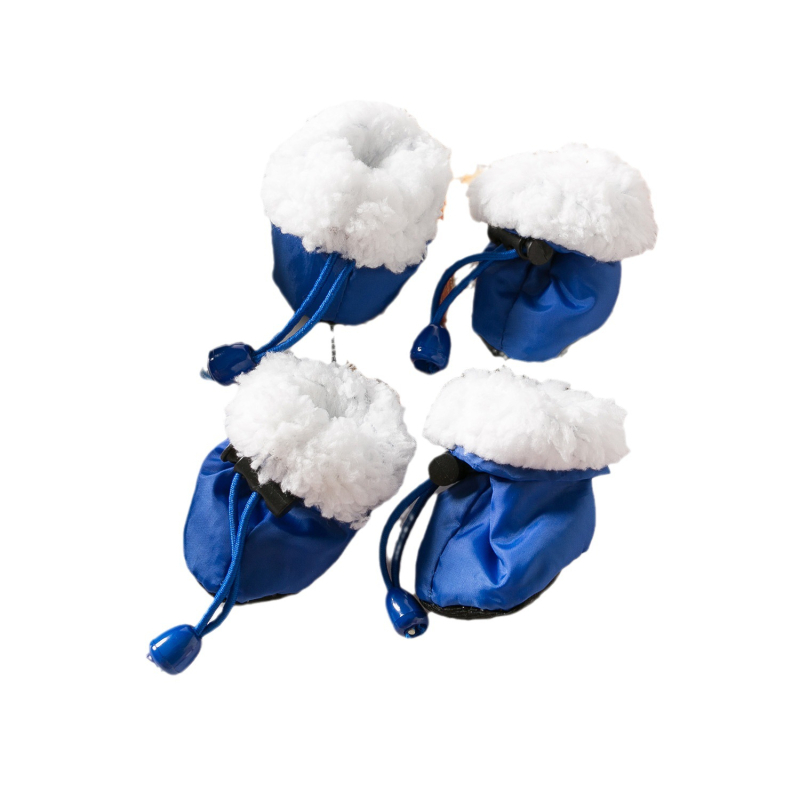 Încălțăminte pentru animale de companie cu căptușeală fleece pentru iarnă, set de patru perechi, poliester, impermeabile, antiderapante, mențin căldura