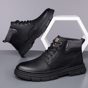 Cizme Martin pentru iarnă — partea superioară PU, talpă de cauciuc, căptușeală din pluș