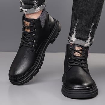 Cizme Martin pentru iarnă — partea superioară PU, talpă de cauciuc, căptușeală din pluș