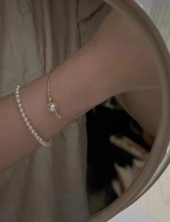 Női egy gyöngy karkötő, réz bevonattal elektroplatinált, koreai stílus, 2023 nyár, friss és édes