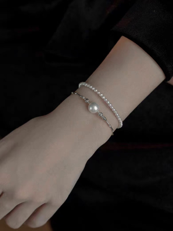 Női egy gyöngy karkötő, réz bevonattal elektroplatinált, koreai stílus, 2023 nyár, friss és édes