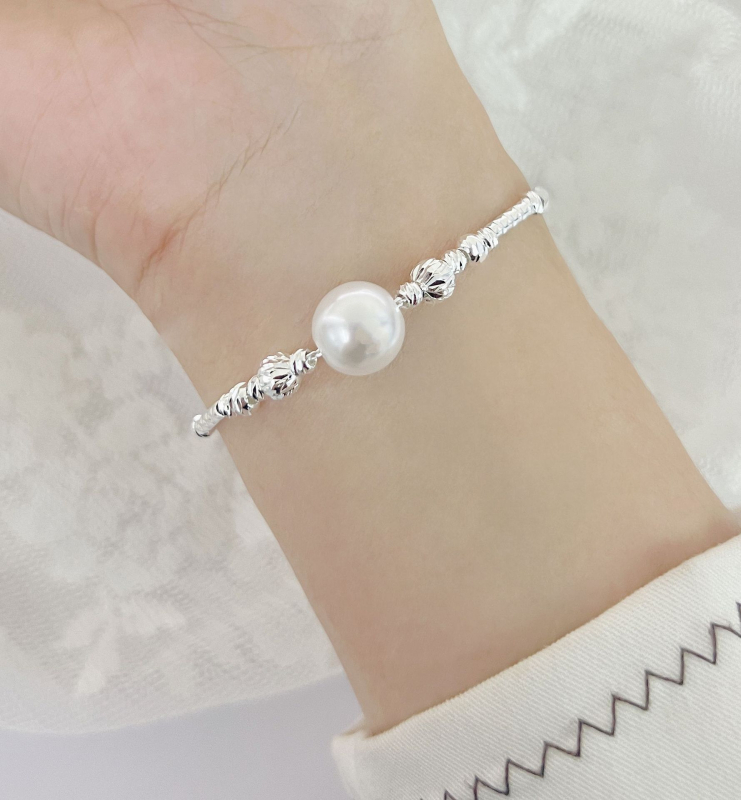 Női egy gyöngy karkötő, réz bevonattal elektroplatinált, koreai stílus, 2023 nyár, friss és édes