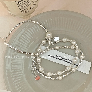 Karkötő ezüst töredékeiből és gyöngyökkel – kiváló minőségű minimalist stílus, geometriai forma, kevert anyagok, elektroplattázás, márka Jiajing