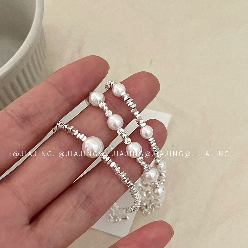 Karkötő ezüst töredékeiből és gyöngyökkel – kiváló minőségű minimalist stílus, geometriai forma, kevert anyagok, elektroplattázás, márka Jiajing