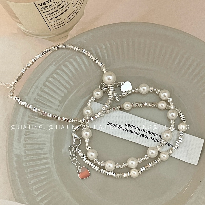 Karkötő ezüst töredékeiből és gyöngyökkel – kiváló minőségű minimalist stílus, geometriai forma, kevert anyagok, elektroplattázás, márka Jiajing