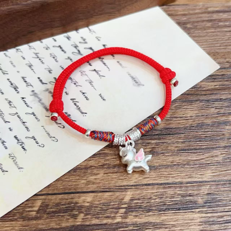 Kézzel készített 990 ezüst karkötő a Ló zodiákusával pároknak – évfordulós ajándék