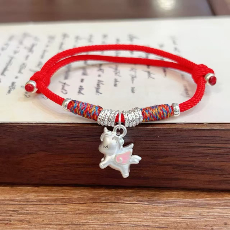 Kézzel készített 990 ezüst karkötő a Ló zodiákusával pároknak – évfordulós ajándék