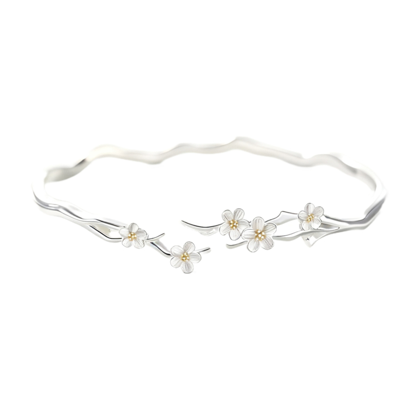 999 ezüst karkötő virág alakú — nőies, tündér stílusú, elektroplatírozott felület, kézre való ékszer, tavasz 2026