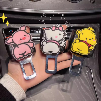 Aranyos karikatúra dizájn az autó belső teréhez — biztonsági öv csat kiegészítő, csatlakozó és dekoratív elem, testreszabás nélkül, logó nélkül