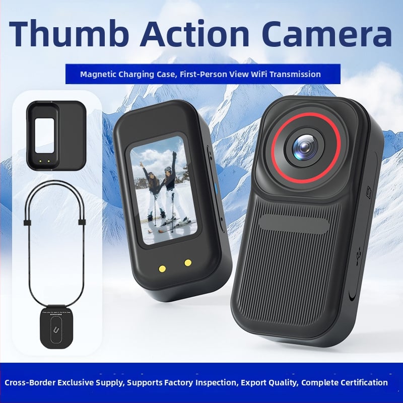 Mágneses hüvelykujj kamera sportokra - 1080P, 3 órás akkumulátor, WiFi, ciklikus felvétel, 12MP