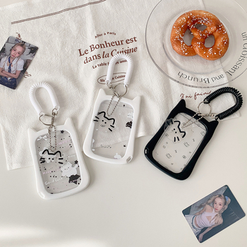 ABS kártyatartó nyakpántos – cicás dizájnnal, diákigazolvány és fénykép számára, dekoratív merev tok medállal