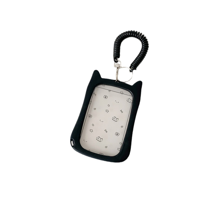 ABS kártyatartó nyakpántos – cicás dizájnnal, diákigazolvány és fénykép számára, dekoratív merev tok medállal