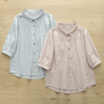 100% pamut kockás ing közép hosszú ujjúval, hegyes gallér, egy sor gombbal, normál hosszú