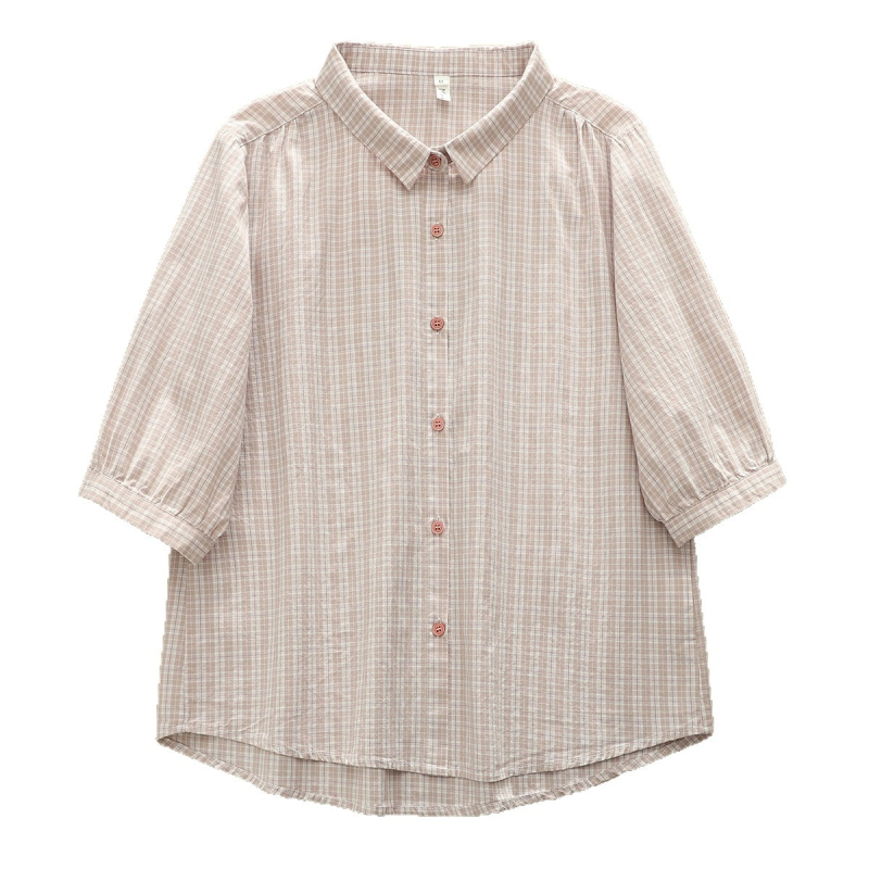 100% pamut kockás ing közép hosszú ujjúval, hegyes gallér, egy sor gombbal, normál hosszú