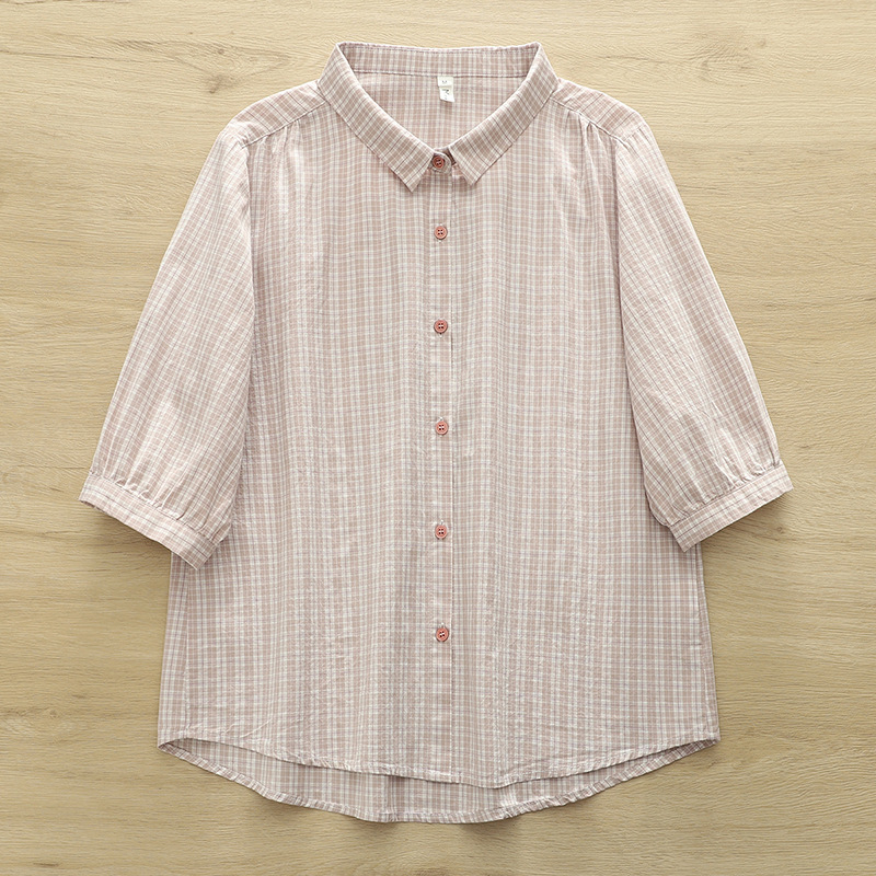 100% pamut kockás ing közép hosszú ujjúval, hegyes gallér, egy sor gombbal, normál hosszú