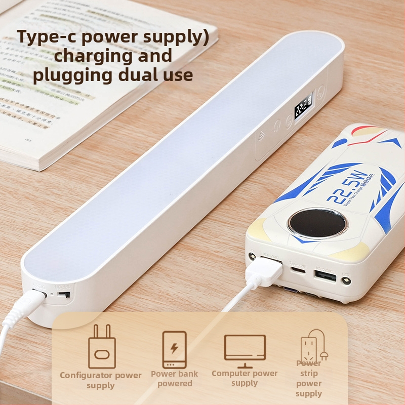 Yanoming LED irodai asztali lámpa óra funkcióval – érintéses vezérlés, beépített lítium akkumulátor, feszültség ≤36V, intelligens vezérlés