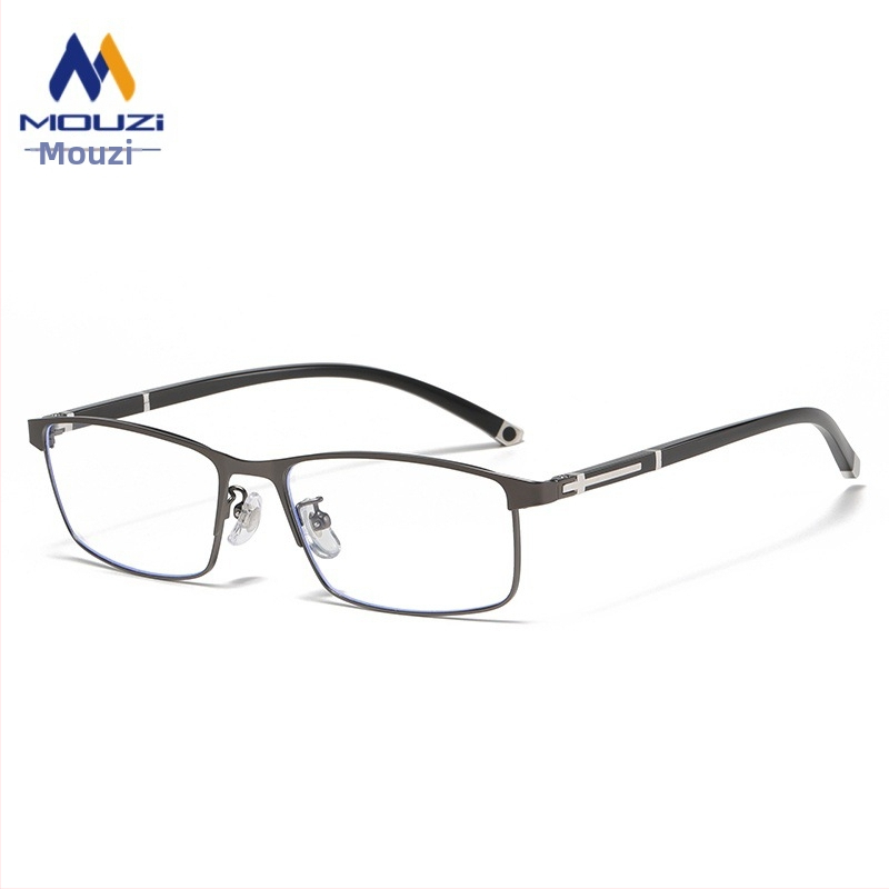 Olvasó szemüveg négyszögletes teljes kerettel, lencsék gyantából, fotokróm, multifokos, anti-kék fény védelem, közeli és távoli látáshoz