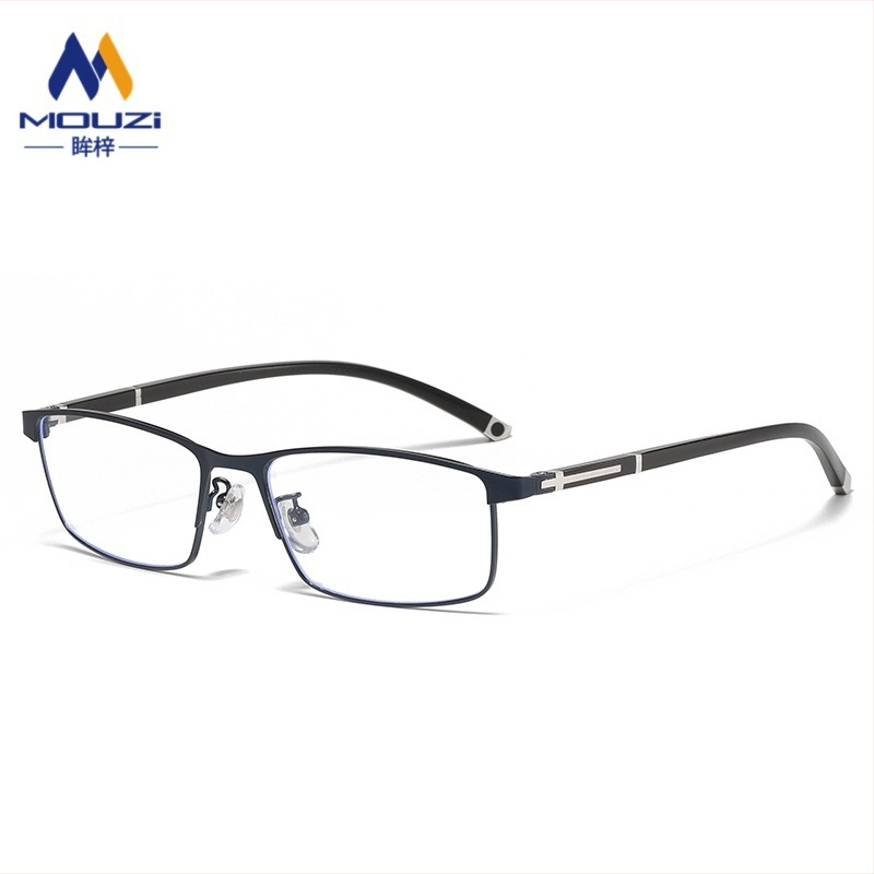 Olvasó szemüveg négyszögletes teljes kerettel, lencsék gyantából, fotokróm, multifokos, anti-kék fény védelem, közeli és távoli látáshoz