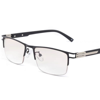 Kétirányú olvasószemüveg közelre és távolra, progresszív multifokális lencsékkel, anti‑kék fény védelemmel, műgyanta lencsékkel, félkeret TR és fém keret