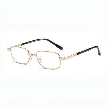 Olvasószemüveg fém teljes kerettel, gyanta lencsék bevonattal, anti-radiáció, UV védelem, aszférikus lencsék, ovalis keret, uniszex