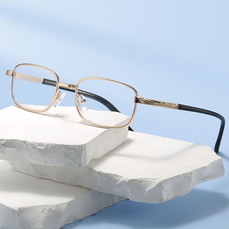 Olvasószemüveg fém teljes kerettel, gyanta lencsék bevonattal, anti-radiáció, UV védelem, aszférikus lencsék, ovalis keret, uniszex