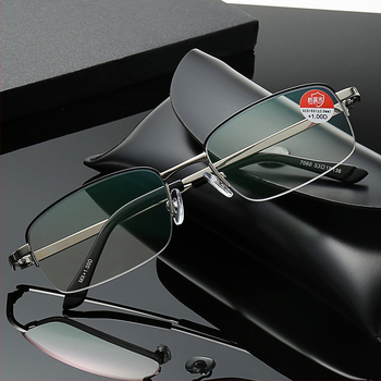 Olvasó szemüveg – anti-kék fény védelem, anti-sugárzás, multifokális lencsék, félkeretes fém keret (gyanta lencsék)