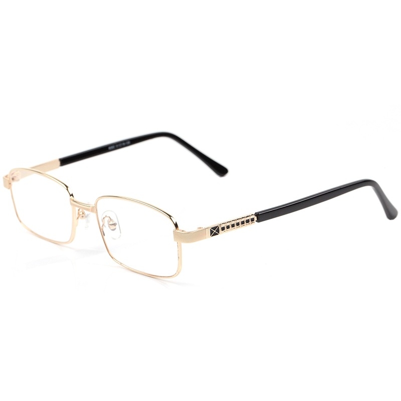 Olvasószemüveg, fém teljes keret, természetes anyagú lencsék, geometriai dizájn, modell 8016