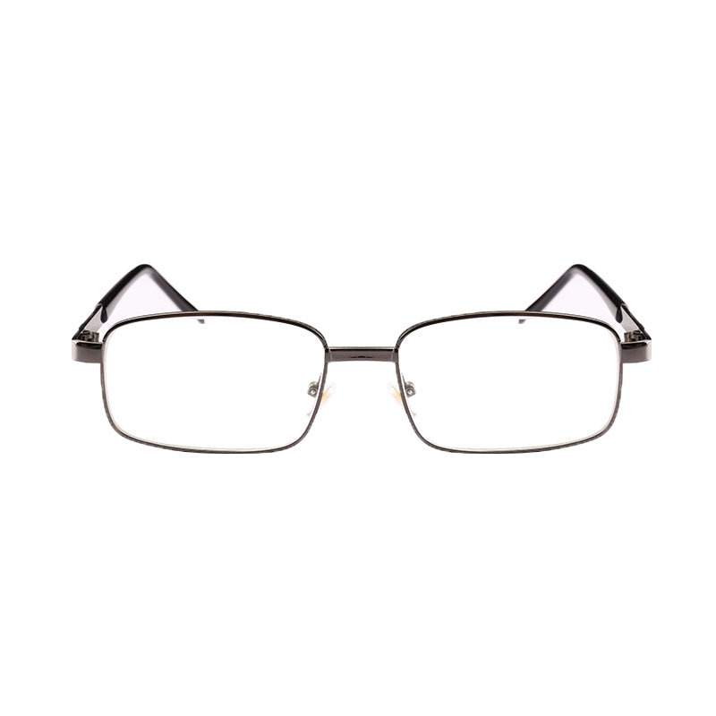 Olvasószemüveg, fém teljes keret, természetes anyagú lencsék, geometriai dizájn, modell 8016