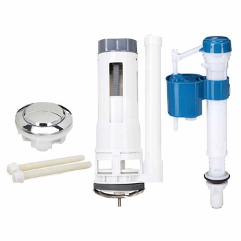 WC vízbetöltő szelep univerzális kompatibilitással és kettős gombos öblítéshez; bemeneti/kimeneti kiegészítők (CE tanúsítvány, Anyag: Egyéb, Telepítési szolgáltatás nélkül)